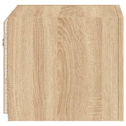 vidaXL TV Wall Cabinets with LED Lights 2 pcs Sonoma Oak 30.5x35x30 cm