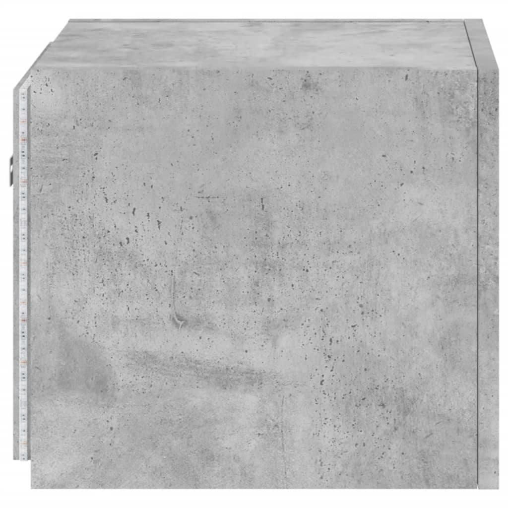 vidaXL TV Wall Cabinet with LED Lights Concrete Grey 30.5x35x30 cm