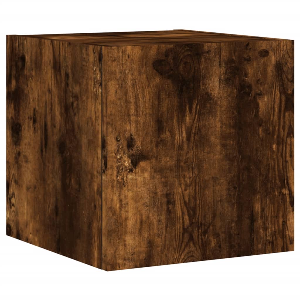vidaXL TV Wall Cabinet with LED Lights Smoked Oak 30.5x35x30 cm