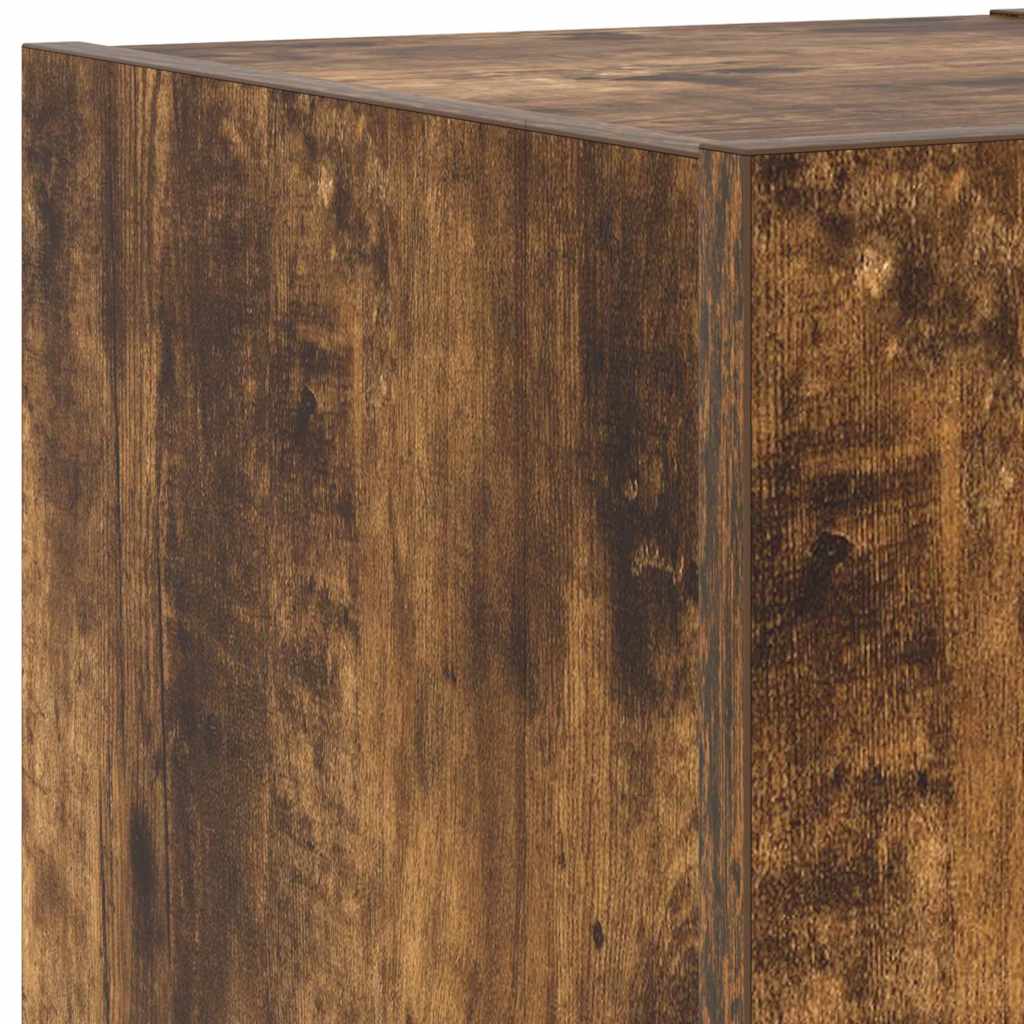 vidaXL TV Wall Cabinet with LED Lights Smoked Oak 30,5x35x30 cm