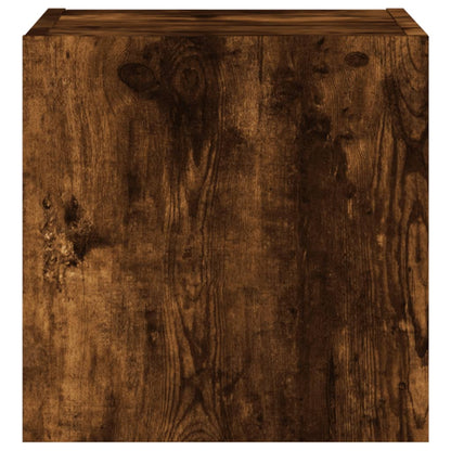 vidaXL TV Wall Cabinet with LED Lights Smoked Oak 30.5x35x30 cm