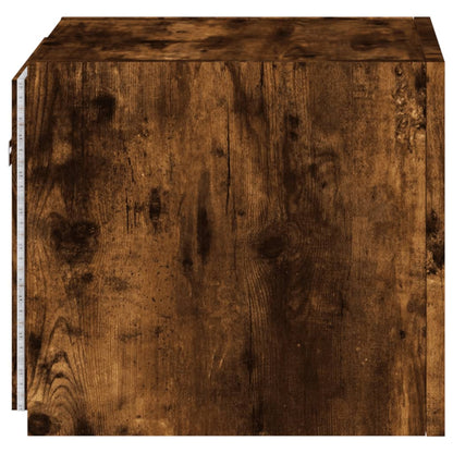 vidaXL TV Wall Cabinet with LED Lights Smoked Oak 30.5x35x30 cm