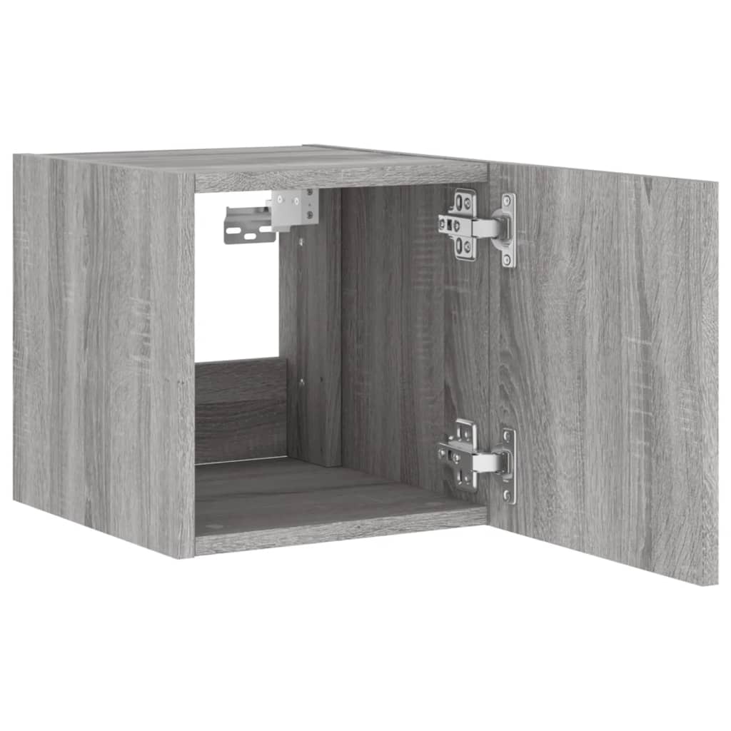 vidaXL TV Wall Cabinet with LED Lights Grey Sonoma 30.5x35x30 cm
