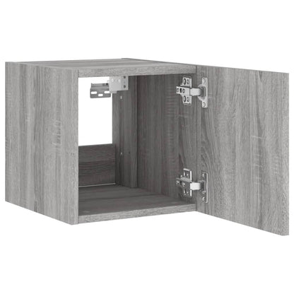 vidaXL TV Wall Cabinet with LED Lights Grey Sonoma 30.5x35x30 cm