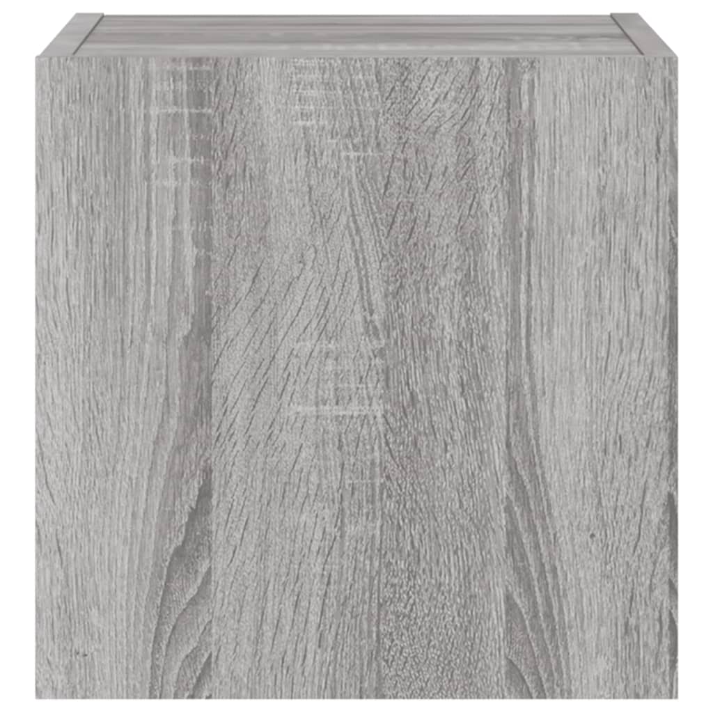 vidaXL TV Wall Cabinet with LED Lights Grey Sonoma 30.5x35x30 cm