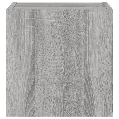 vidaXL TV Wall Cabinet with LED Lights Grey Sonoma 30.5x35x30 cm