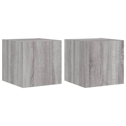vidaXL TV Wall Cabinets with LED Lights 2 pcs Grey Sonoma 30.5x35x30 cm