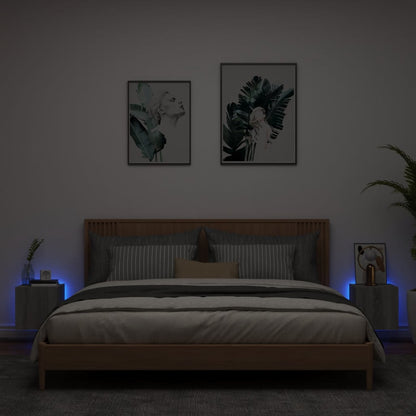 vidaXL TV Wall Cabinets with LED Lights 2 pcs Grey Sonoma 30.5x35x30 cm