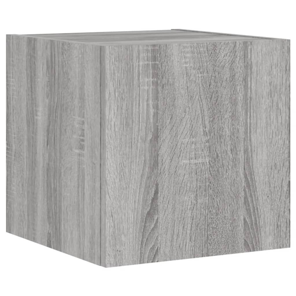 vidaXL TV Wall Cabinets with LED Lights 2 pcs Grey Sonoma 30.5x35x30 cm