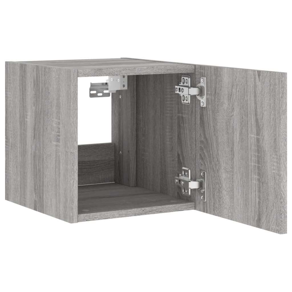 vidaXL TV Wall Cabinets with LED Lights 2 pcs Grey Sonoma 30.5x35x30 cm