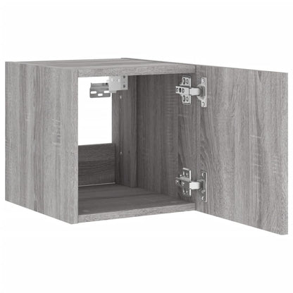 vidaXL TV Wall Cabinets with LED Lights 2 pcs Grey Sonoma 30.5x35x30 cm