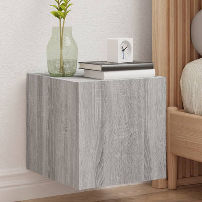 vidaXL TV Wall Cabinets with LED Lights 2 pcs Grey Sonoma 30.5x35x30 cm