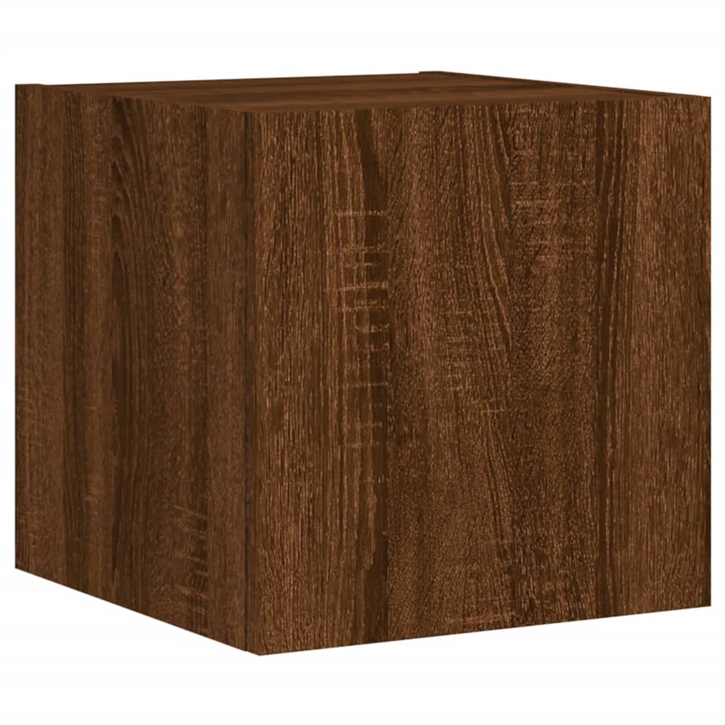 vidaXL TV Wall Cabinets with LED Lights 2 pcs Brown Oak 30.5x35x30 cm