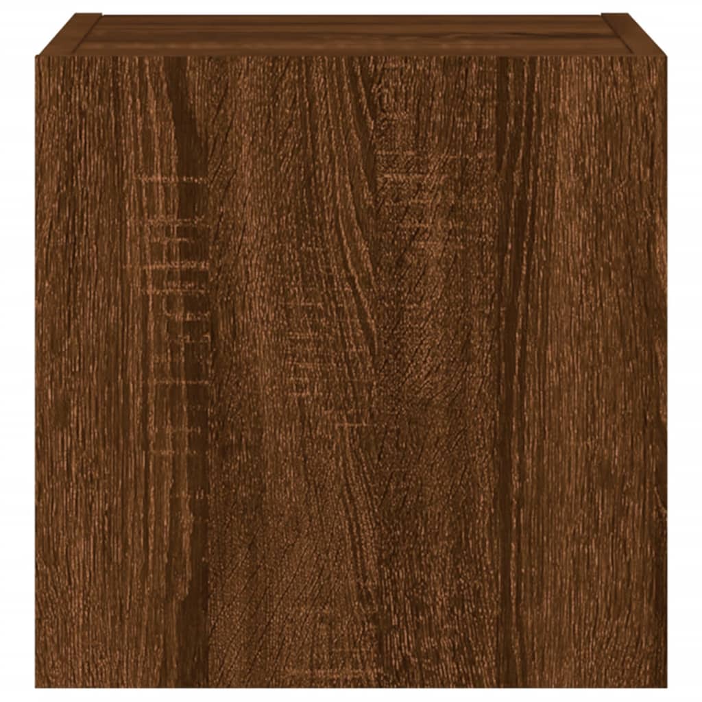 vidaXL TV Wall Cabinets with LED Lights 2 pcs Brown Oak 30.5x35x30 cm