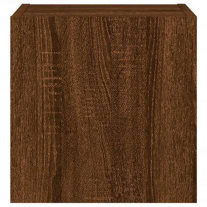 vidaXL TV Wall Cabinets with LED Lights 2 pcs Brown Oak 30.5x35x30 cm
