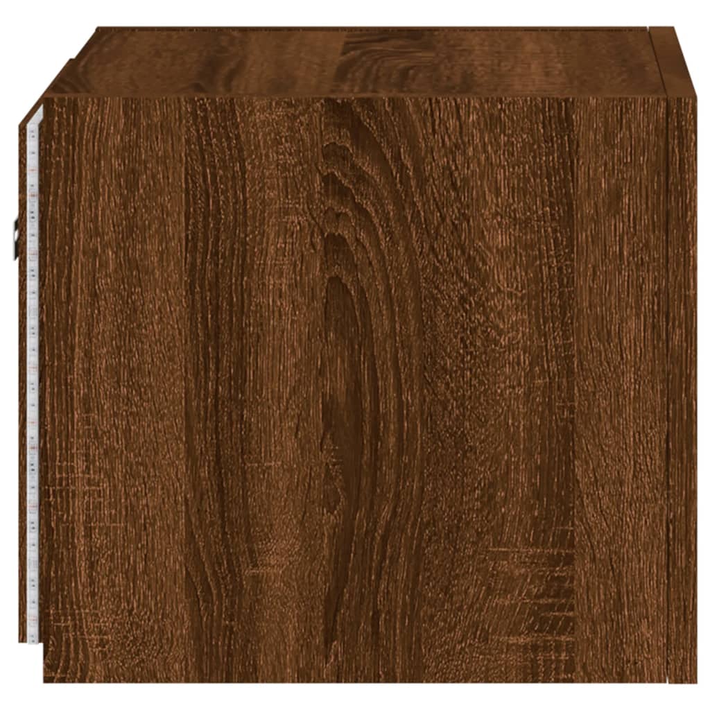 vidaXL TV Wall Cabinets with LED Lights 2 pcs Brown Oak 30.5x35x30 cm
