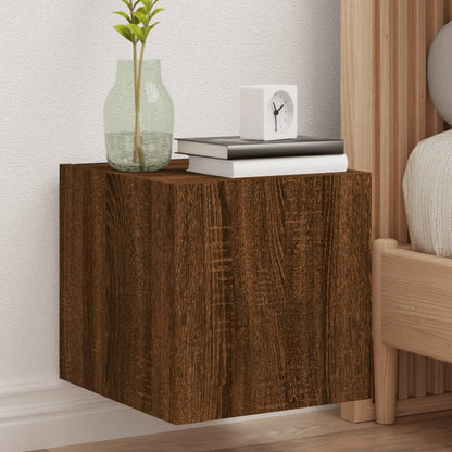 vidaXL TV Wall Cabinets with LED Lights 2 pcs Brown Oak 30.5x35x30 cm