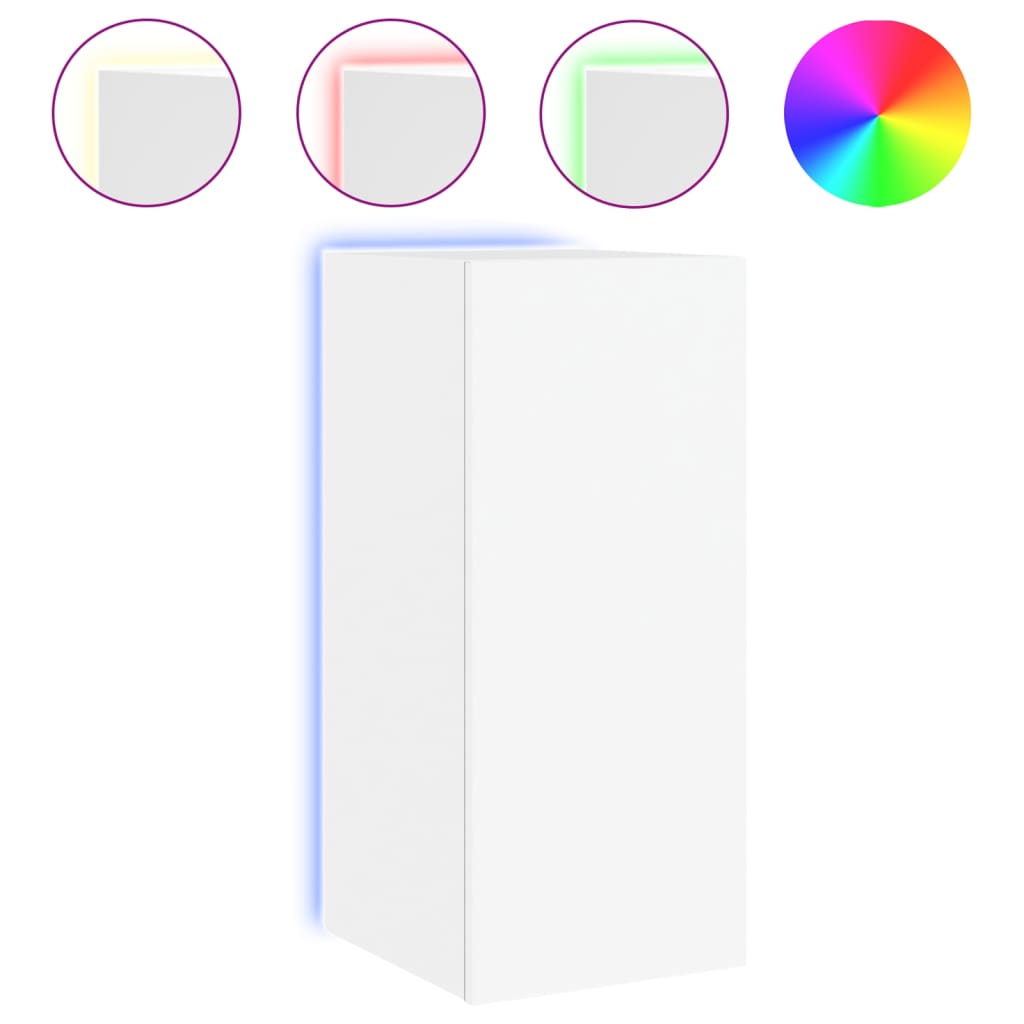 vidaXL TV Wall Cabinet with LED Lights White 30.5x35x70 cm