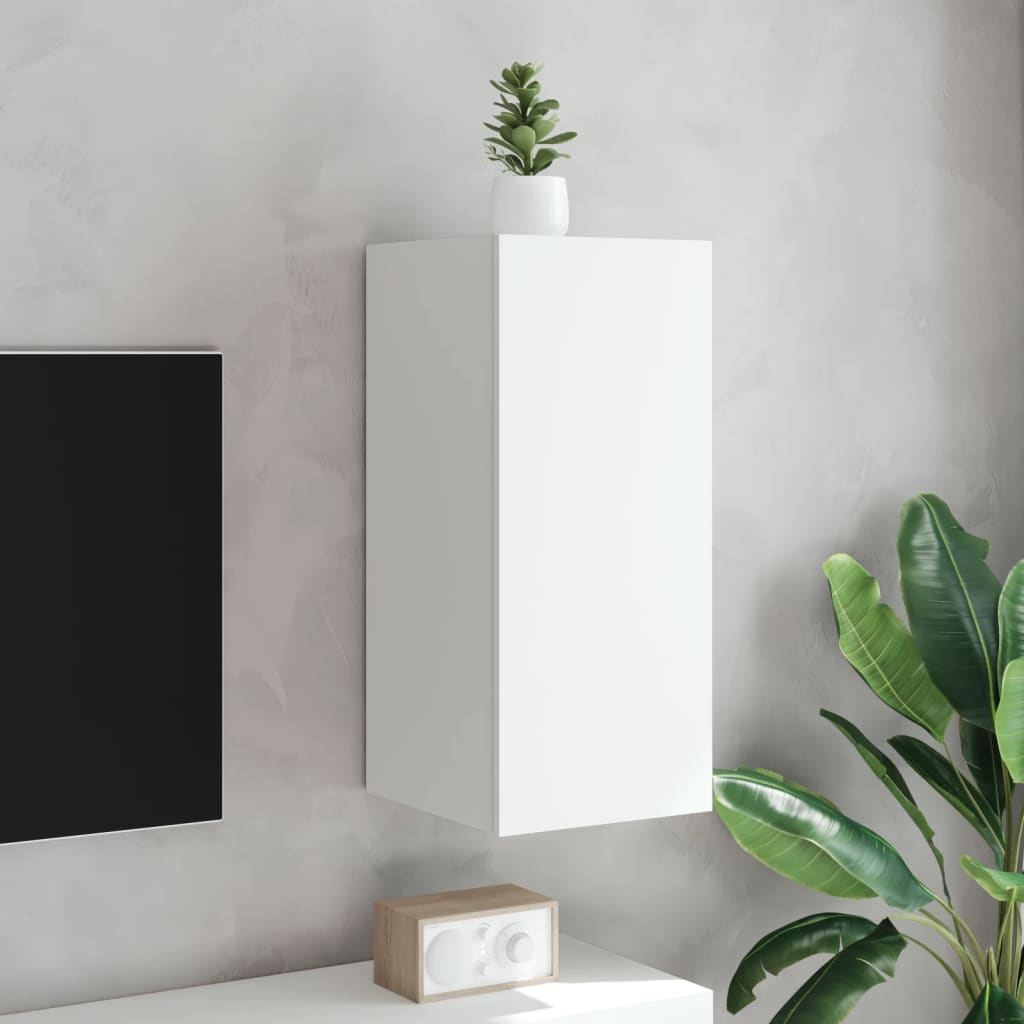 vidaXL TV Wall Cabinet with LED Lights White 30.5x35x70 cm