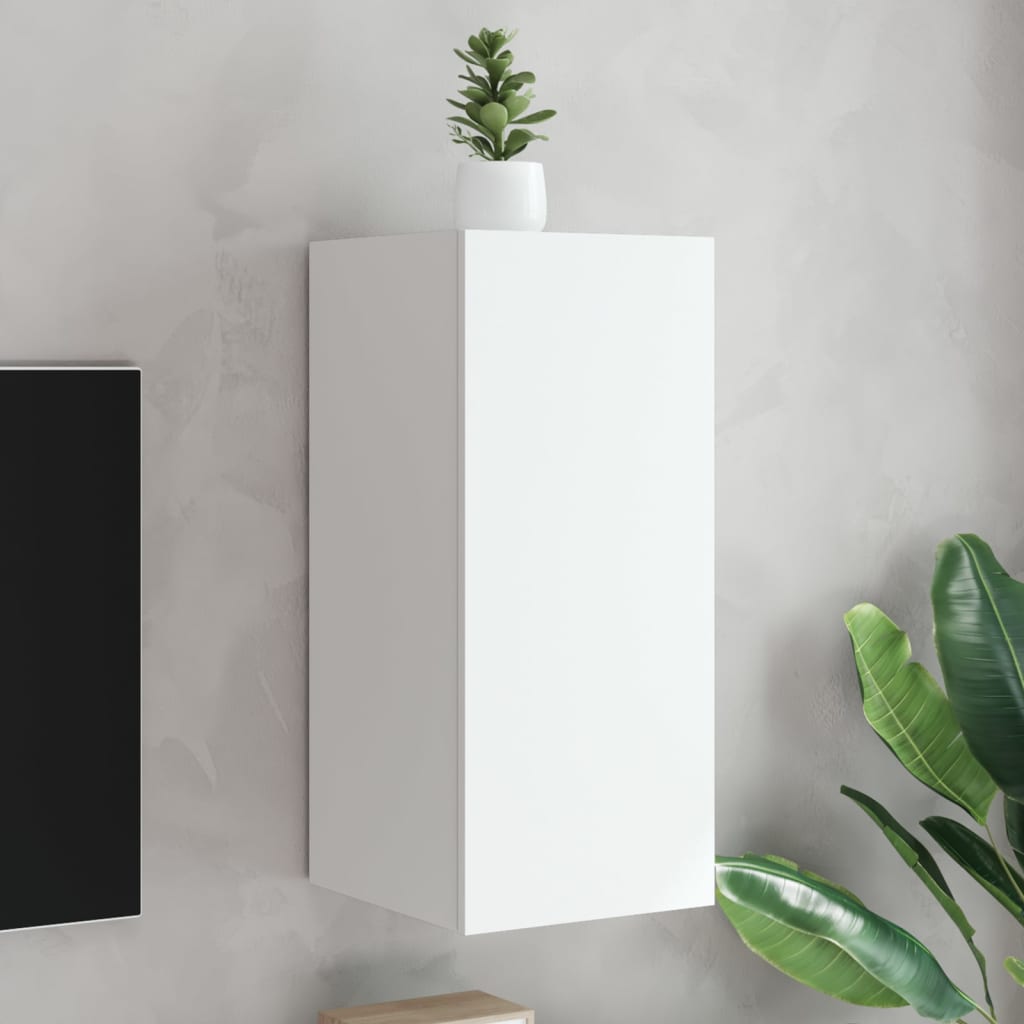 vidaXL TV Wall Cabinet with LED Lights White 30.5x35x70 cm
