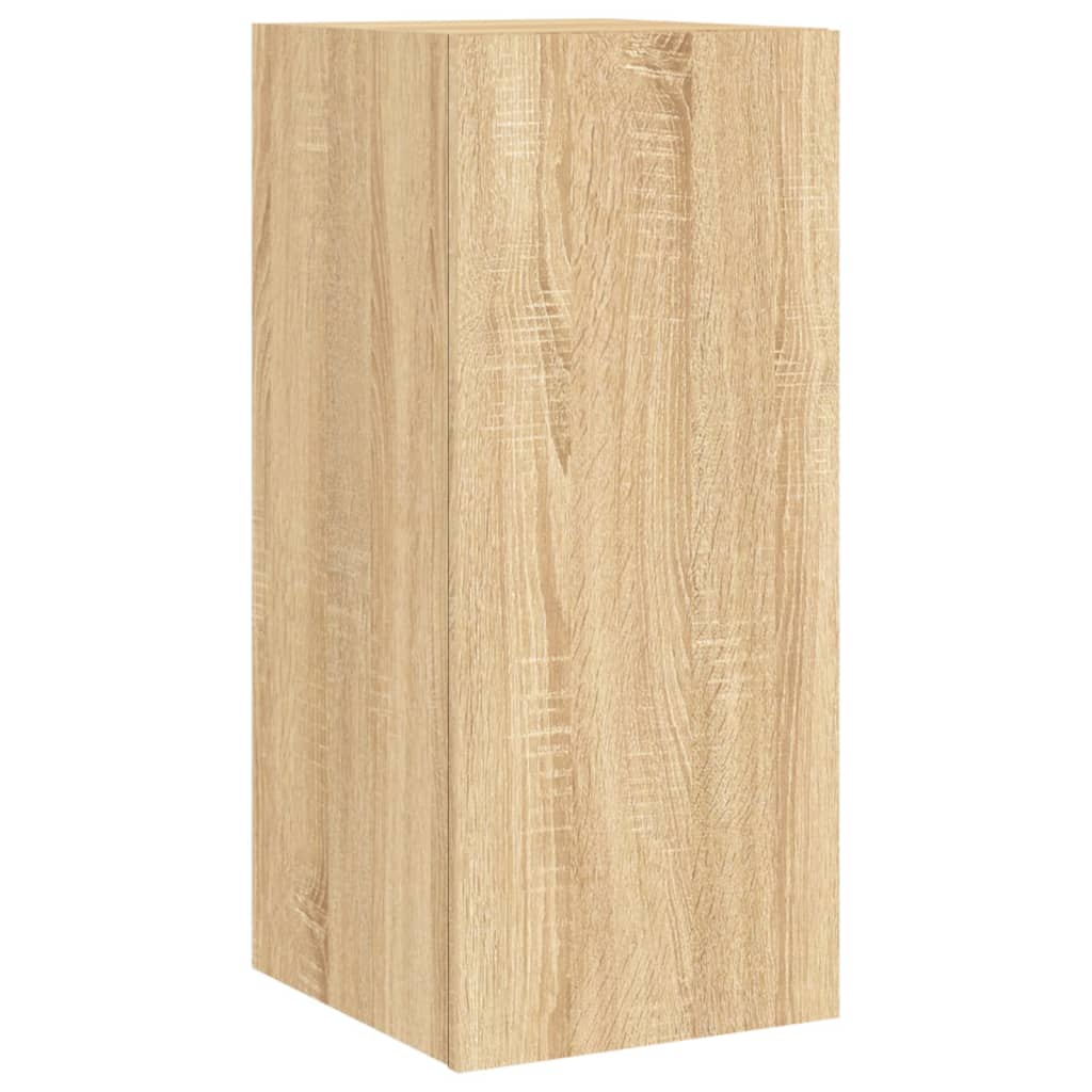 vidaXL TV Wall Cabinet with LED Lights Sonoma Oak 30.5x35x70 cm