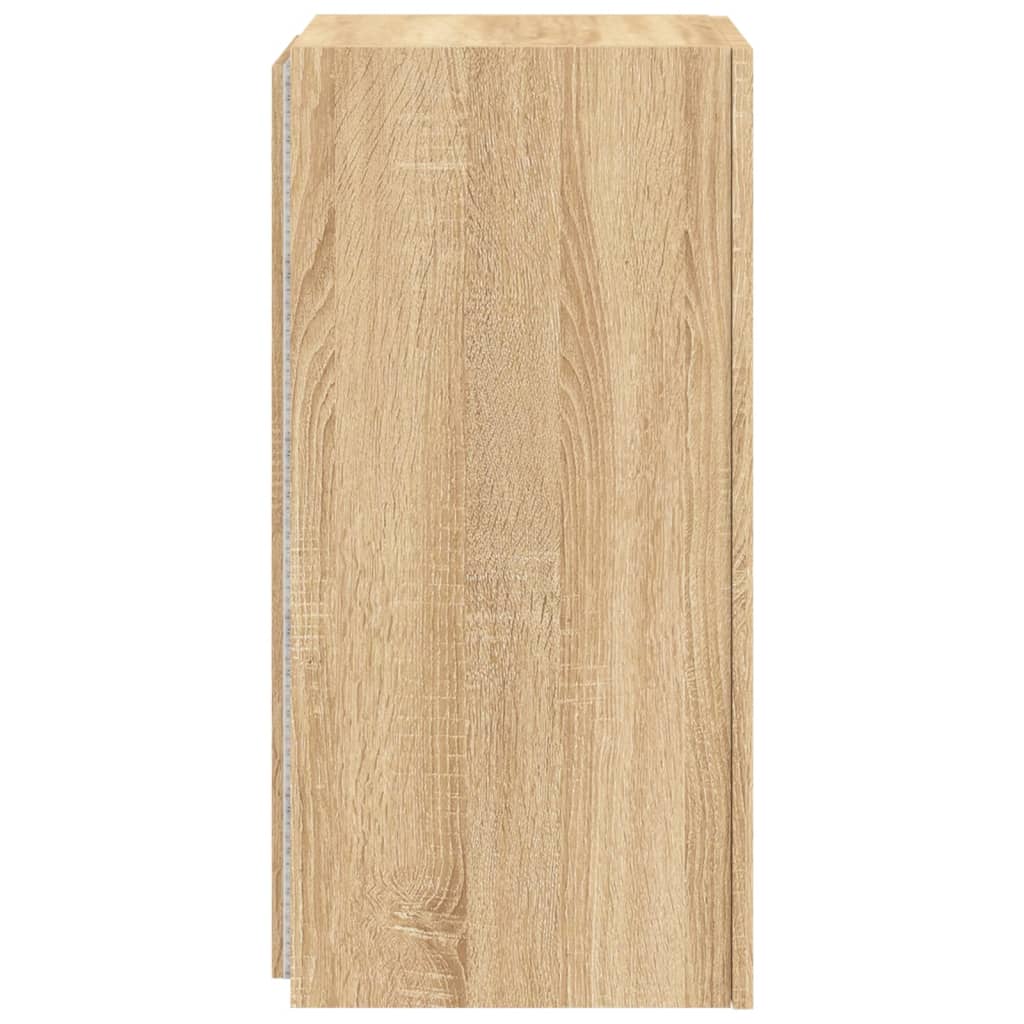 vidaXL TV Wall Cabinet with LED Lights Sonoma Oak 30.5x35x70 cm