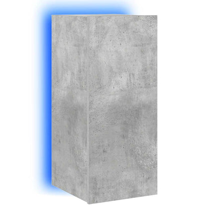 vidaXL TV Wall Cabinet with LED Lights Concrete Grey 30.5x35x70 cm