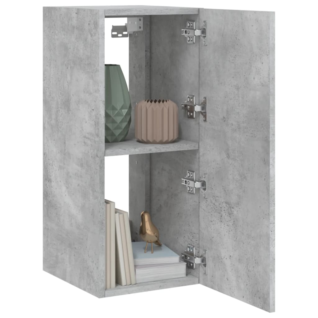 vidaXL TV Wall Cabinet with LED Lights Concrete Grey 30.5x35x70 cm