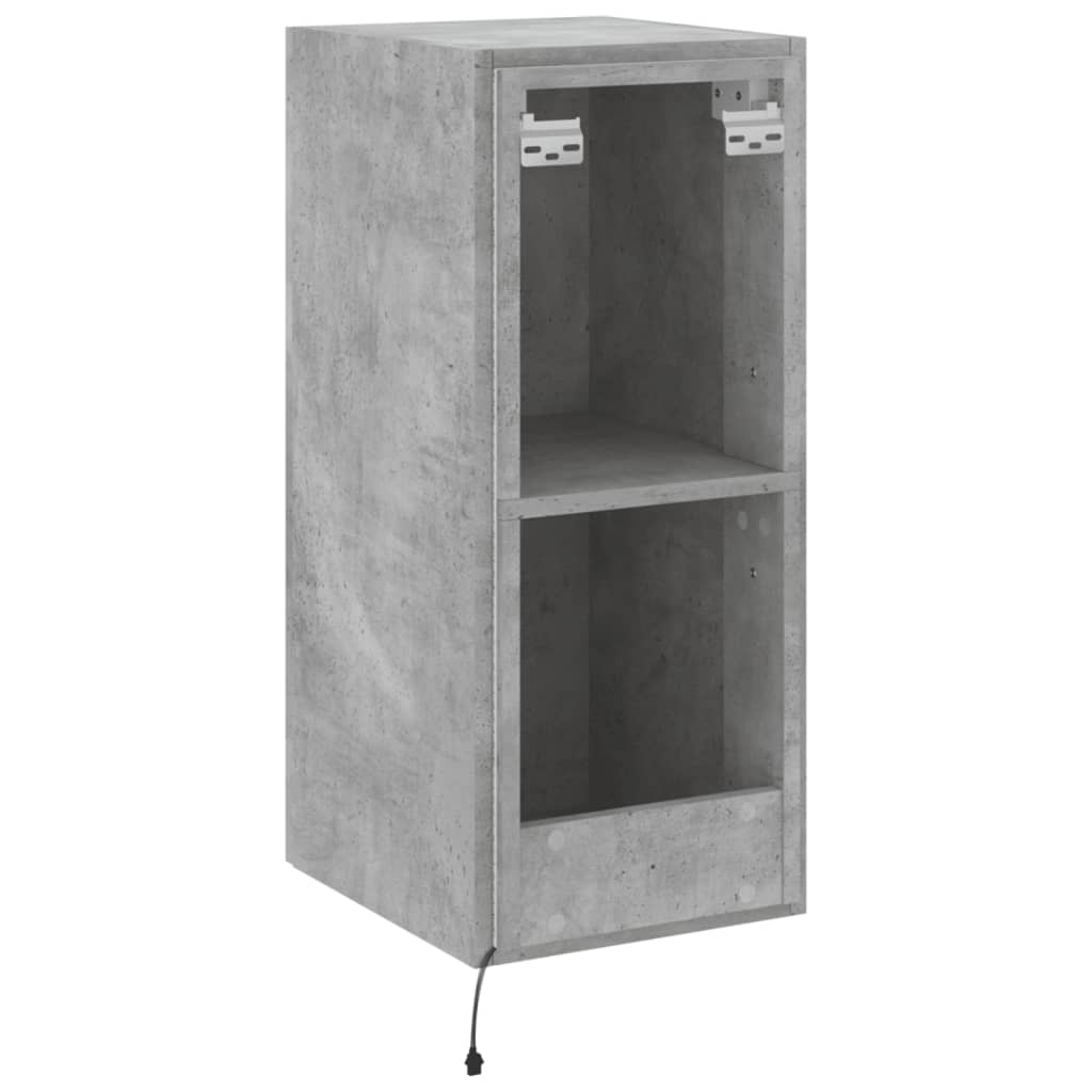 vidaXL TV Wall Cabinet with LED Lights Concrete Grey 30.5x35x70 cm
