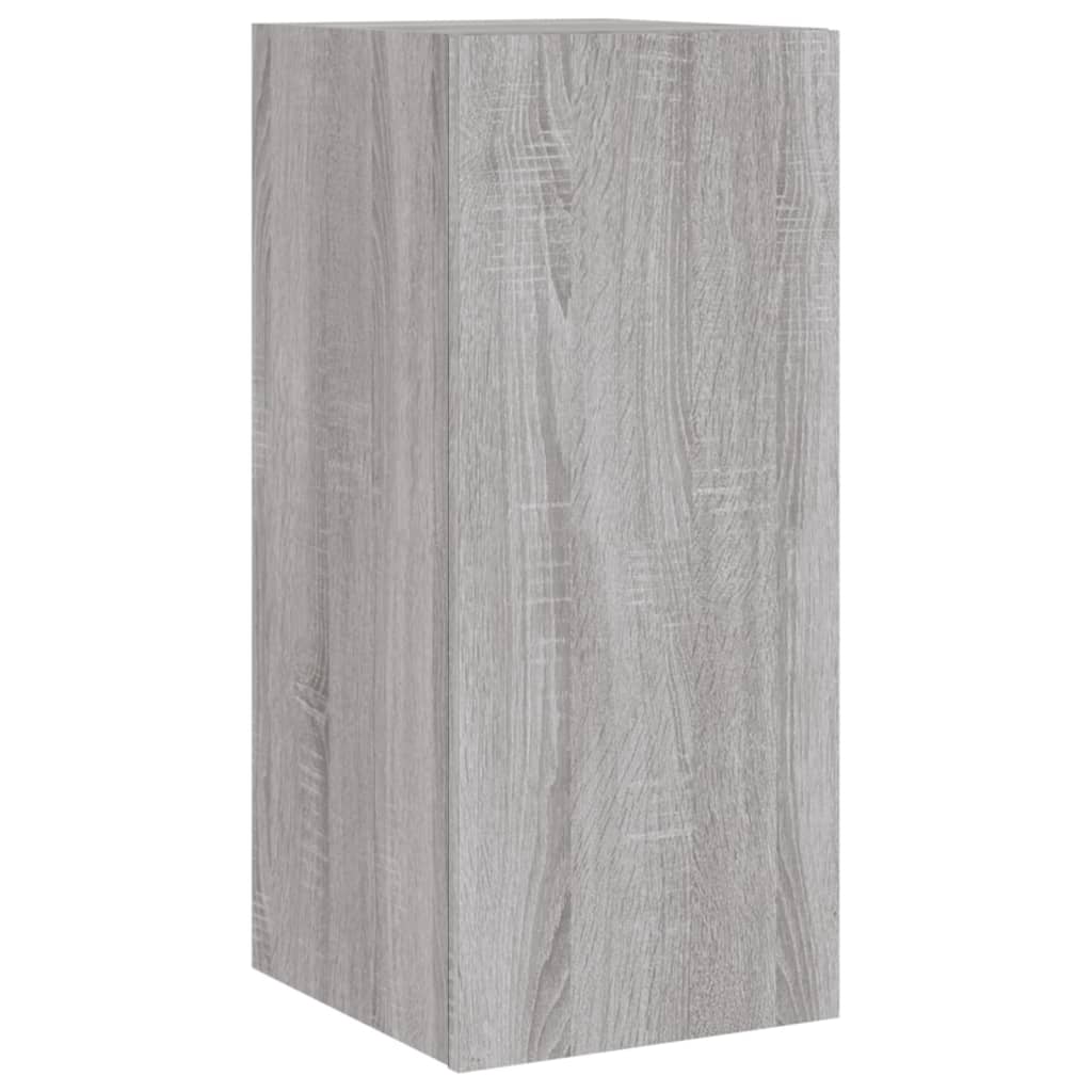 vidaXL TV Wall Cabinet with LED Lights Grey Sonoma 30.5x35x70 cm