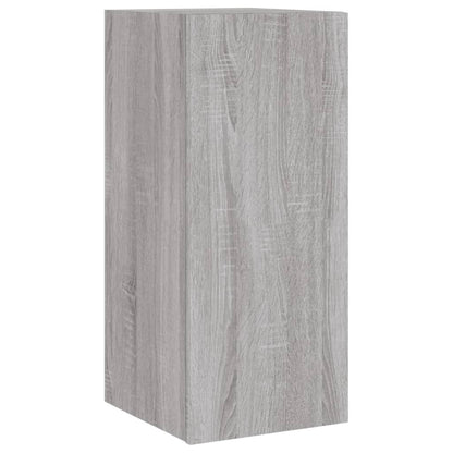 vidaXL TV Wall Cabinet with LED Lights Grey Sonoma 30.5x35x70 cm
