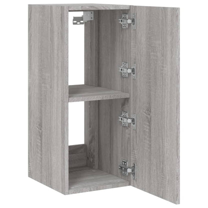 vidaXL TV Wall Cabinet with LED Lights Grey Sonoma 30.5x35x70 cm