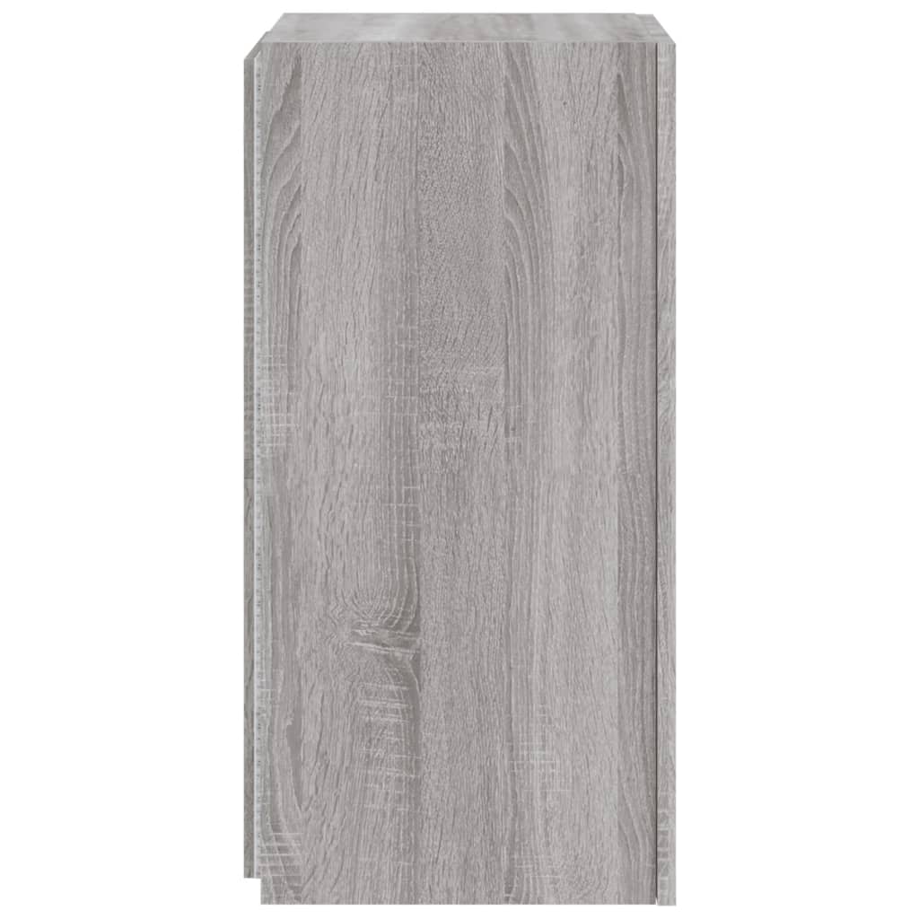 vidaXL TV Wall Cabinet with LED Lights Grey Sonoma 30.5x35x70 cm