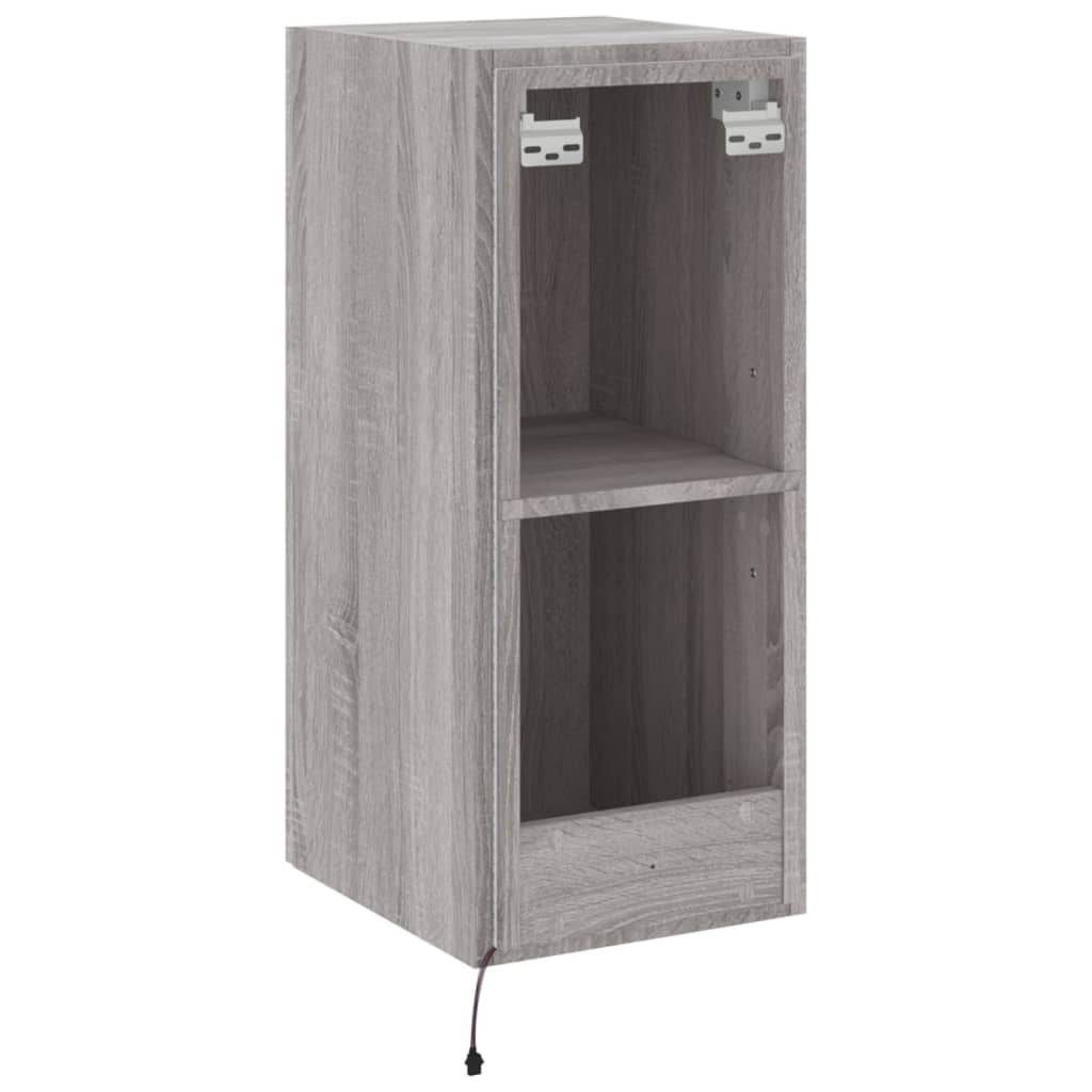 vidaXL TV Wall Cabinet with LED Lights Grey Sonoma 30.5x35x70 cm