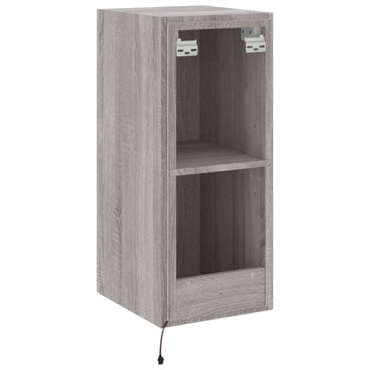 vidaXL TV Wall Cabinet with LED Lights Grey Sonoma 30.5x35x70 cm