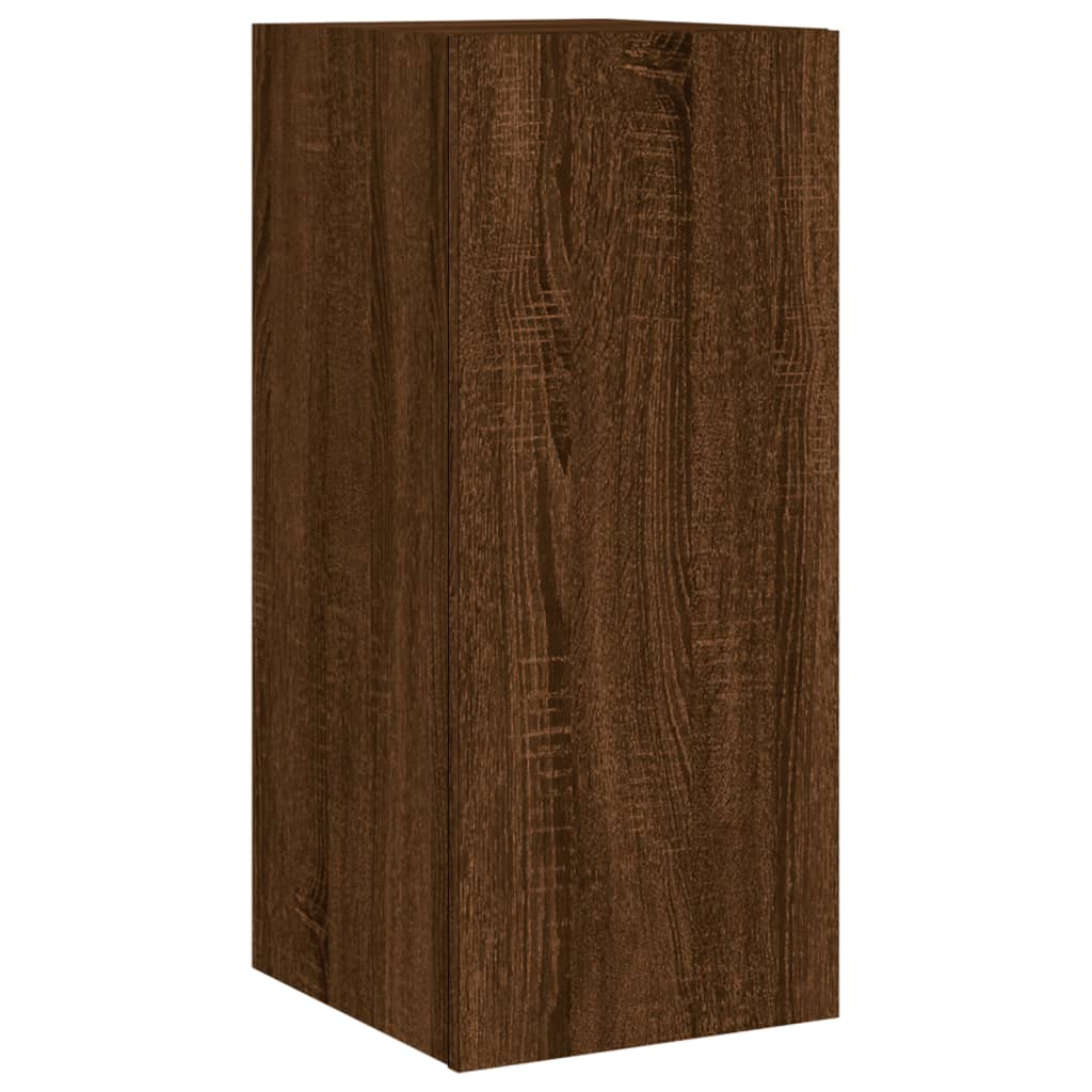 vidaXL TV Wall Cabinet with LED Lights Brown Oak 30.5x35x70 cm