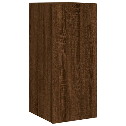 vidaXL TV Wall Cabinet with LED Lights Brown Oak 30.5x35x70 cm