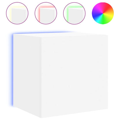 vidaXL TV Wall Cabinet with LED Lights White 40.5x35x40 cm