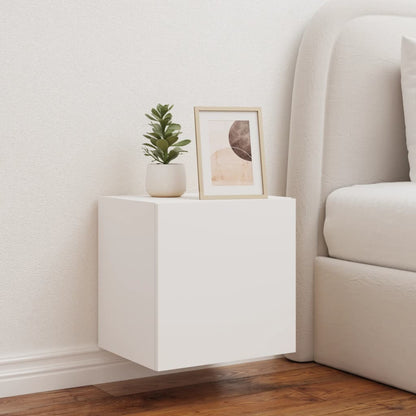 vidaXL TV Wall Cabinet with LED Lights White 40.5x35x40 cm