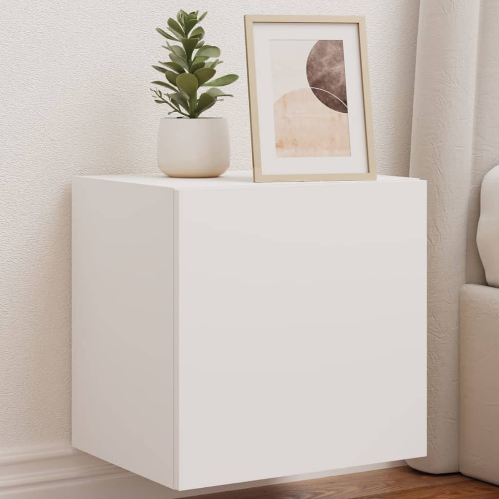 vidaXL TV Wall Cabinet with LED Lights White 40.5x35x40 cm