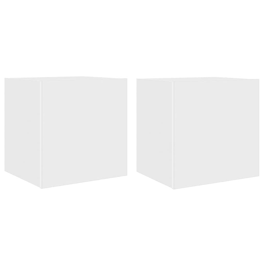vidaXL TV Wall Cabinets with LED Lights 2 pcs White 40.5x35x40 cm