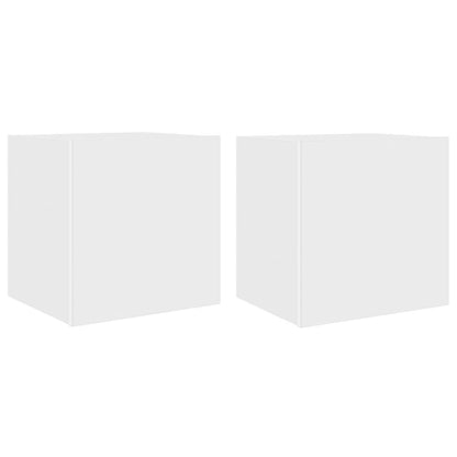 vidaXL TV Wall Cabinets with LED Lights 2 pcs White 40.5x35x40 cm