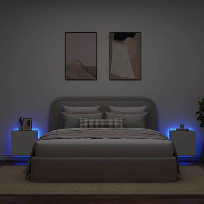 vidaXL TV Wall Cabinets with LED Lights 2 pcs White 40.5x35x40 cm