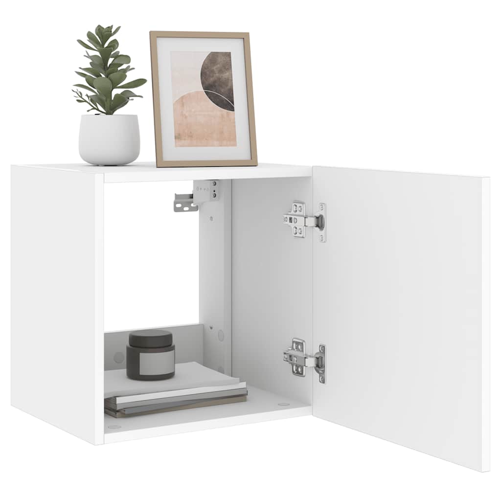 vidaXL TV Wall Cabinets with LED Lights 2 pcs White 40.5x35x40 cm