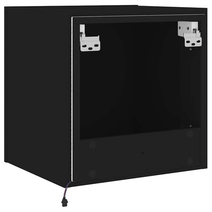 vidaXL TV Wall Cabinet with LED Lights Black 40,5x35x40 cm