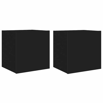 vidaXL TV Wall Cabinets with LED Lights 2 pcs Black 40.5x35x40 cm