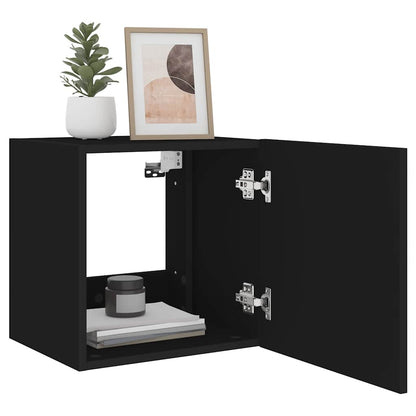 vidaXL TV Wall Cabinets with LED Lights 2 pcs Black 40.5x35x40 cm