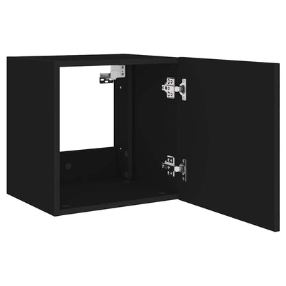 vidaXL TV Wall Cabinets with LED Lights 2 pcs Black 40.5x35x40 cm