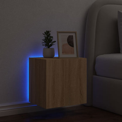 vidaXL TV Wall Cabinet with LED Lights Sonoma Oak 40.5x35x40 cm