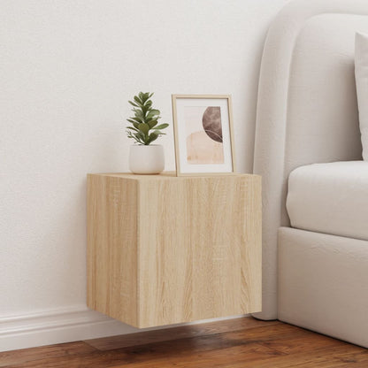vidaXL TV Wall Cabinet with LED Lights Sonoma Oak 40.5x35x40 cm